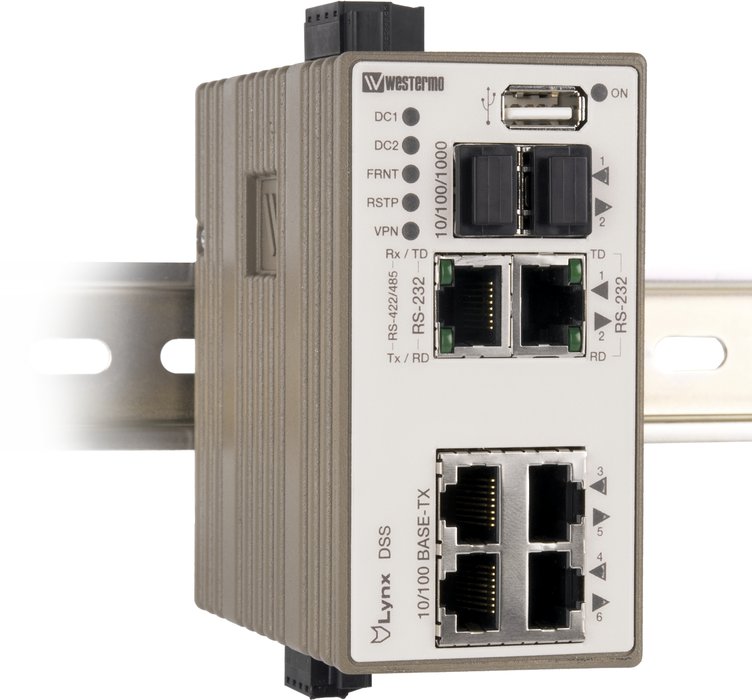 O interruptor de servidores de dispositivos Westermo garante uma ligação IP a  dispositivos de série legados e funcionalidade de encaminhamento